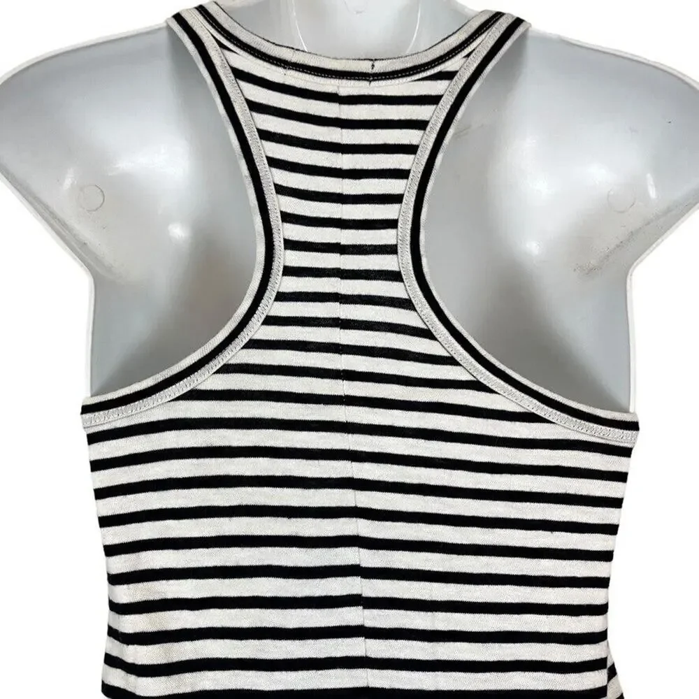 J Crew Womens F0823 Racerback Tank Navy Blue White Striped Casual Dress sz XXXS